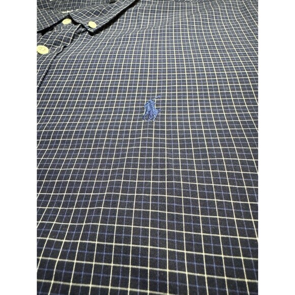 Y2K Polo Ralph Lauren Blake Classic Dark Blue Plaid Button Down Shirt Size XL - Picture 2 of 6